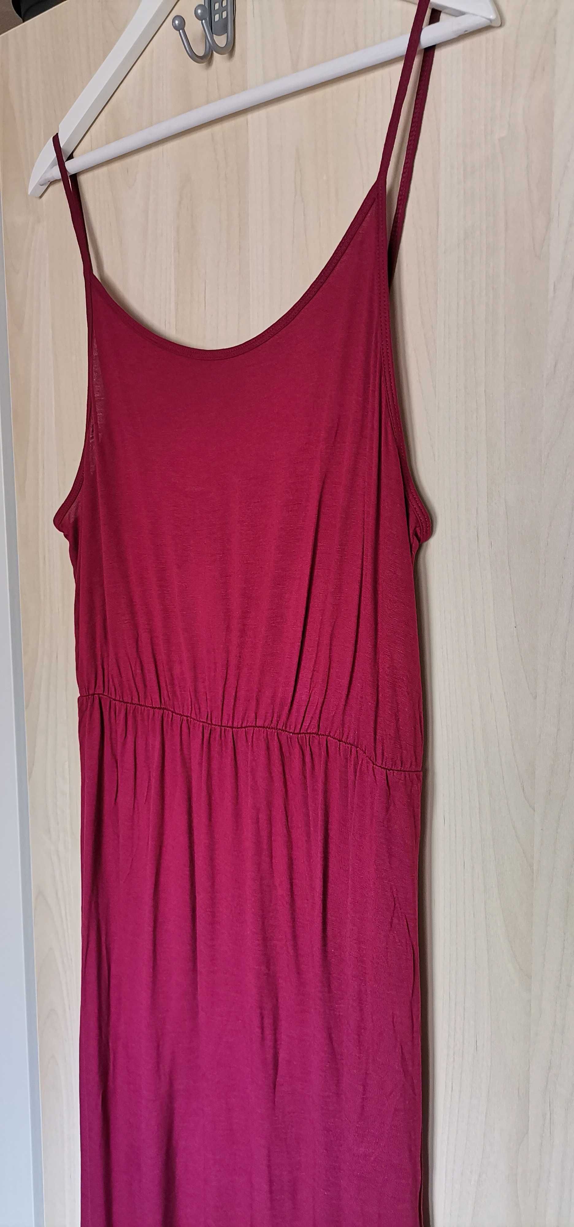 Rochie dama maxi H&M marimea L bretele subtiri Roșu-burgund NOUA