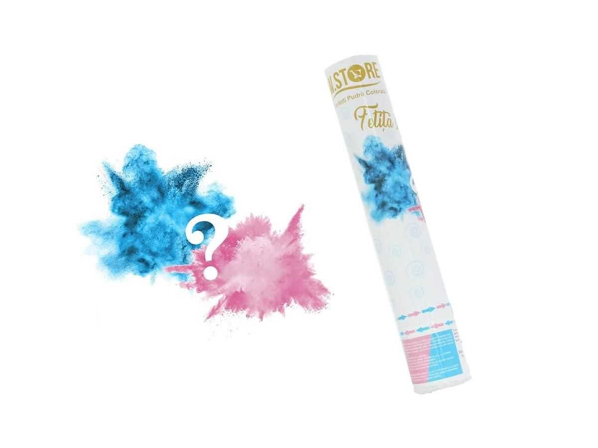 Confeti artifcii fumigene cu pudra colorata roz albastru gender reveal