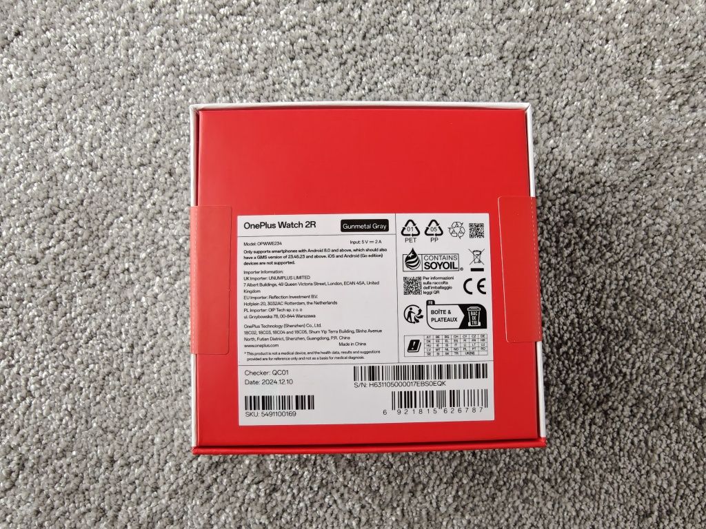 Смарт часовник OnePlus Watch 2R GUNMETAL GRAY 47.6 MM, GPS, WLAN, ПУЛС