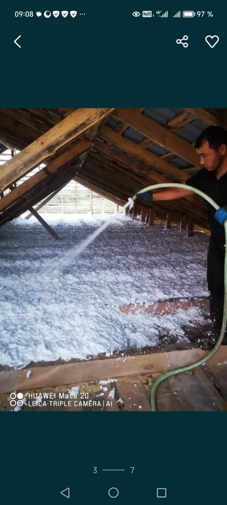 Утипление домов здания фасада крыши стен мансард пена пенополиуретан