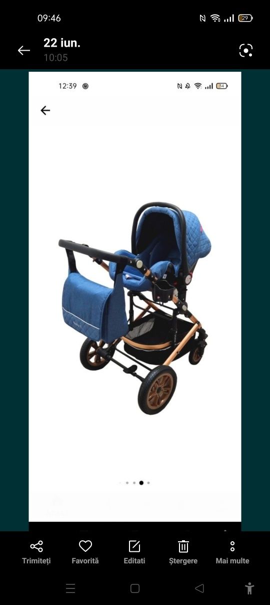 Cărucior 3 in 1, landou, scoică, partea sport