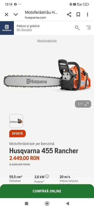 Drujbă Husqvarna 455 și miel