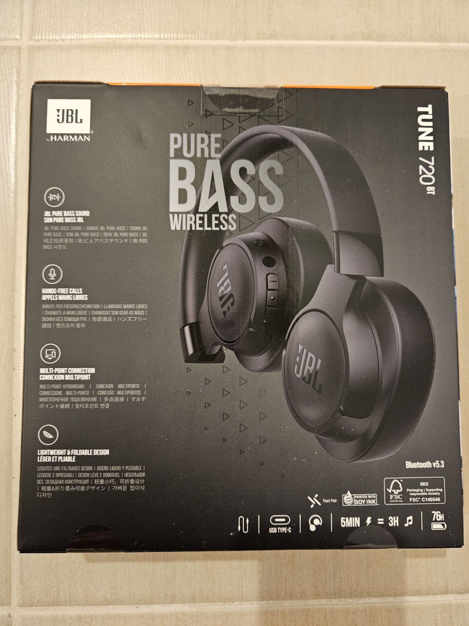 Casti wireless JBL Tune 720BT, noi, sigilate