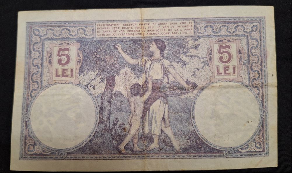 Bancnotă veche 5 Lei – 25 Martie 1920 – România Regală – piesă colecți