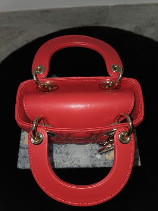 Lady Dior Mini Red Gold Hardware