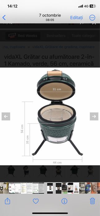 Gratar ceramic  merge folosit si ca cuptor si gratar si afumatoare