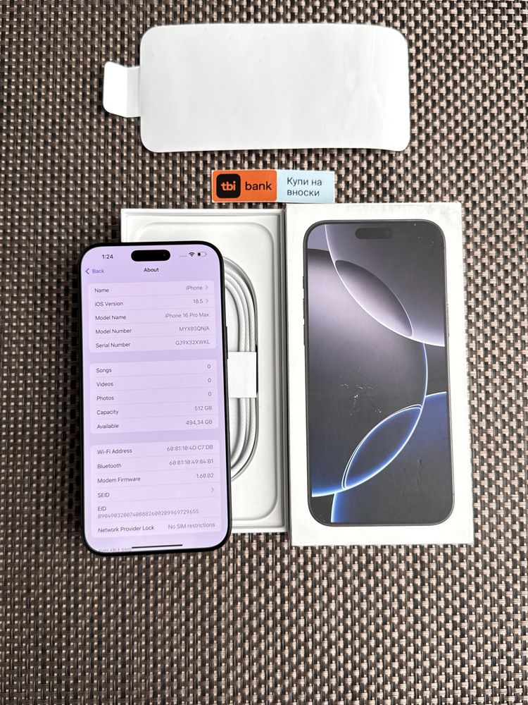 НОВ!512Gb *ЛИЗИНГ* iPhone 16 Pro Max Black Titanium / Гаранция