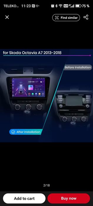 Vand navigatie Skoda Octavia 3 (android auto/carplay wireless)