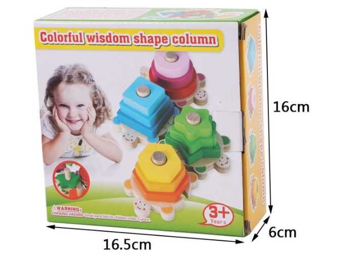 4в1 Монтесори дървен сортер с костенурки за разпознаване на цветовете