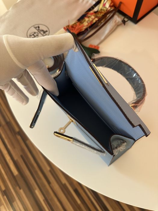 Geanta dama hermes kelly 19cm blue cadou c:71