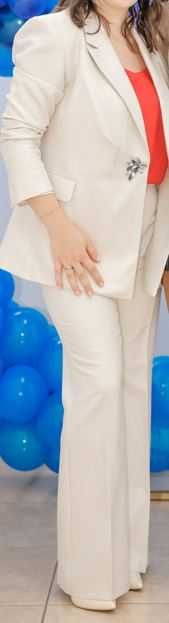 Costum de gala femeie alb crem (ivoire)