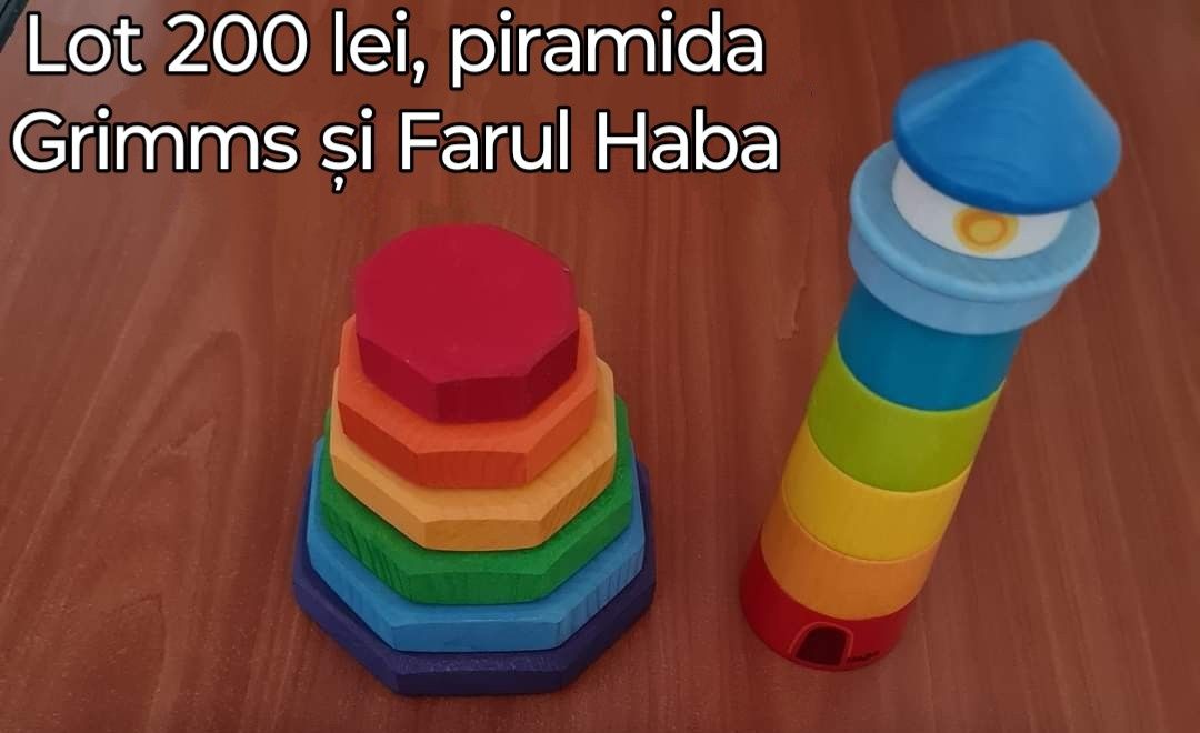 Lot jucării de lemn Montessori Grimms, Haba