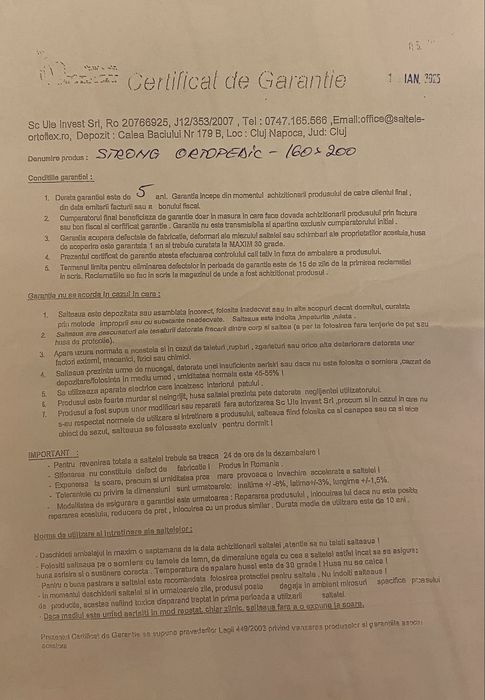 Saltea Strong Super Ortopedica(160/200 cm)