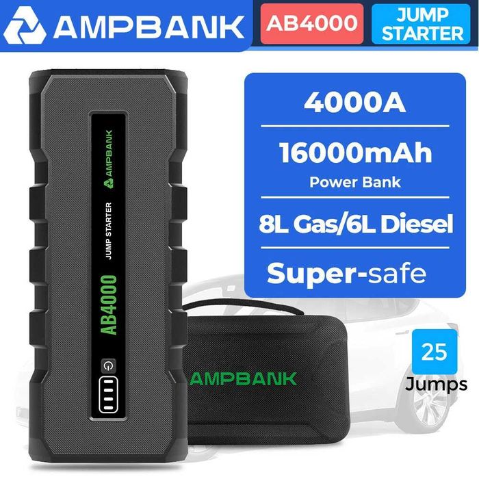 Acumulator extern pornire auto/Jump Starter, AMPBANK AB4000, 16000mAh