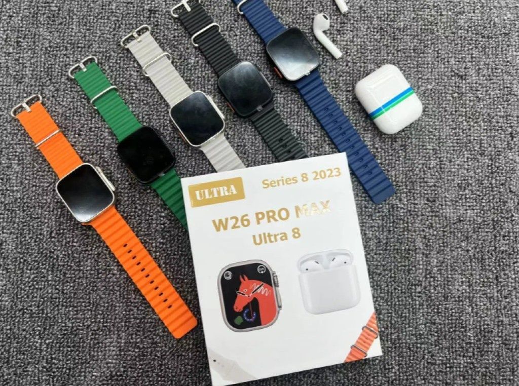 Комплект Smart часовник + TWS слушалки W26 Pro Max ULTRA / Цвят: Черен