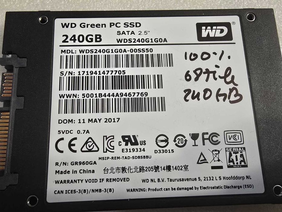 Solid State Drive(SSD) Western Digital Green, 240GB, 2.5", SATA III