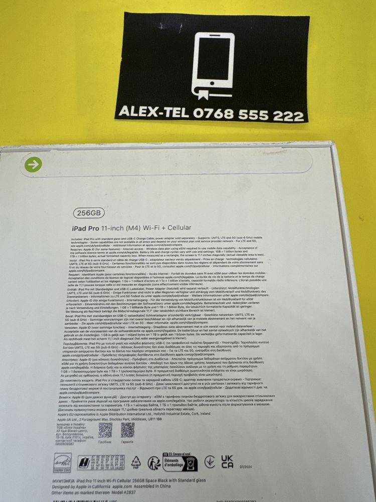 Alex-TEL® Apple IPad Pro 11 (2024 M4) 256GB 8GB-Ram Cellular Sigilat