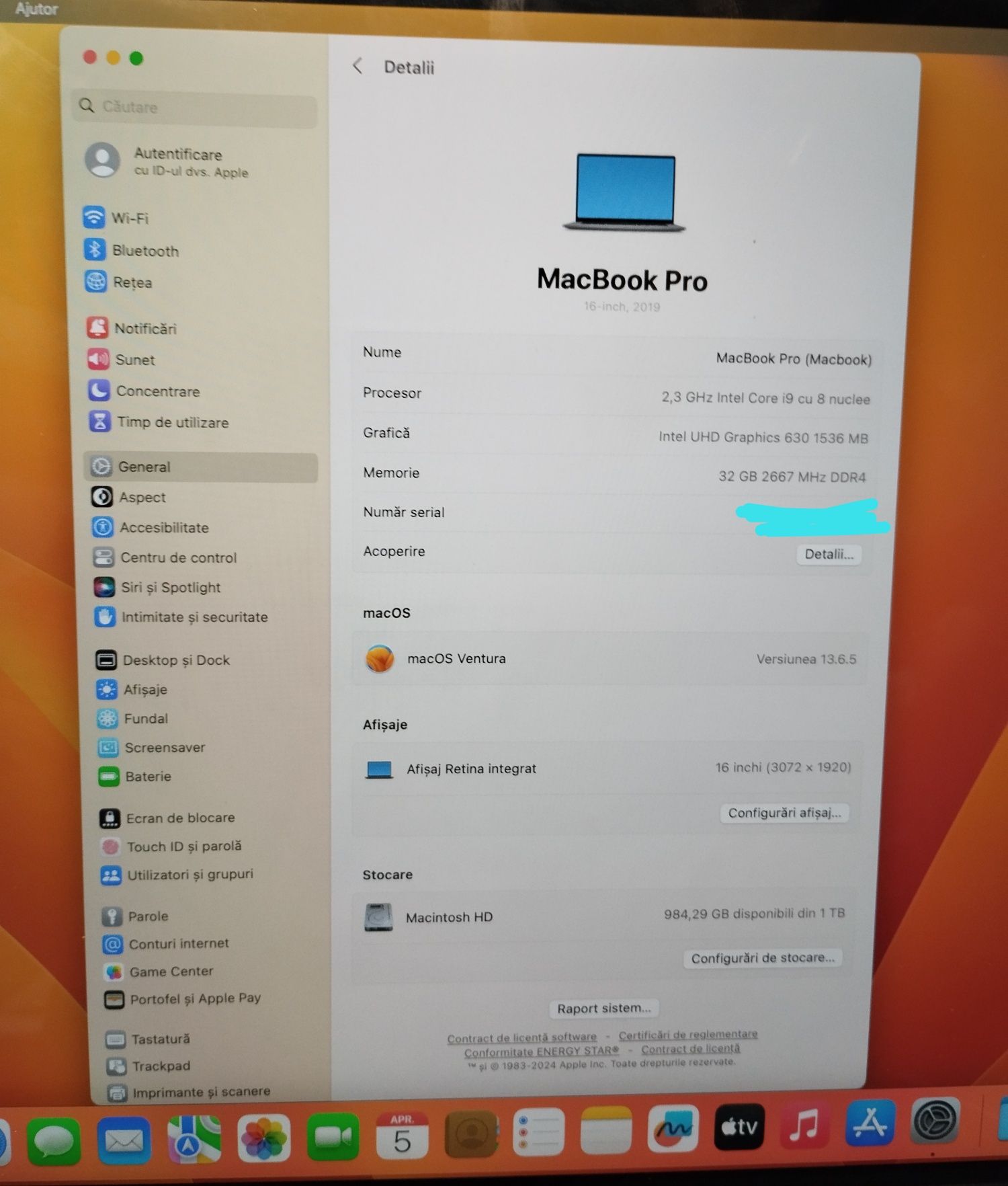 MacBook Pro 16-inch 2019  1TB memorie interna