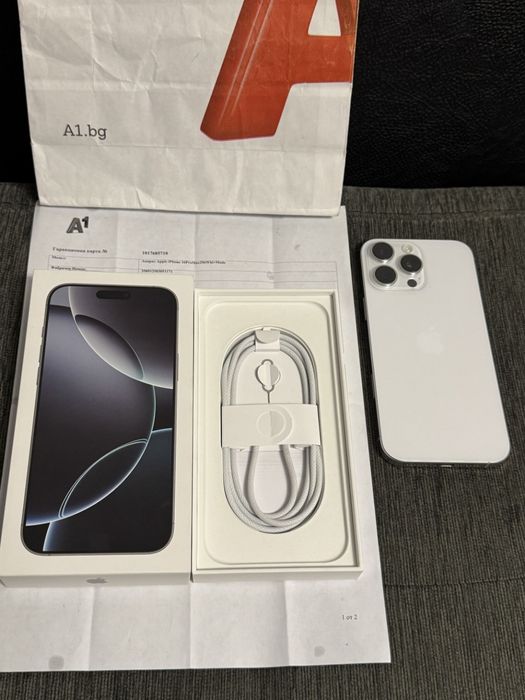КАТО НОВ 256GB iPhone 16 Pro Max A1 Гаранция 2027г. White | Бял