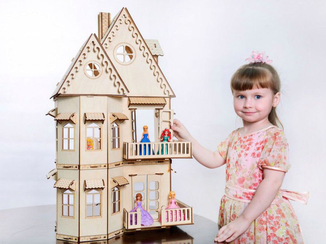 Игрушечный кукольный деревянный домик для девочек