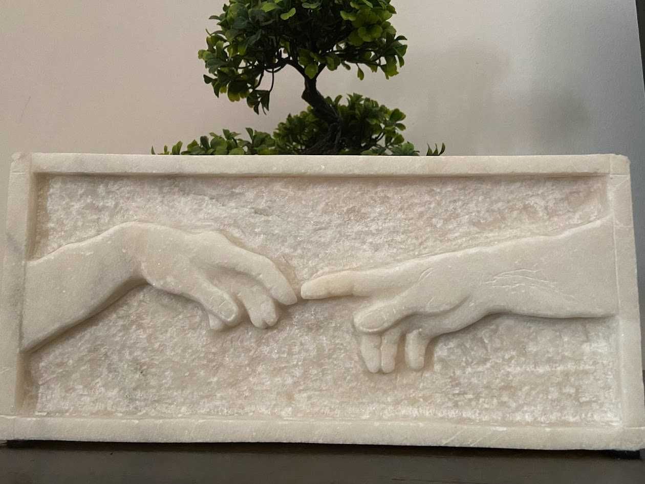 Sculptura manuala marmura alba The Creation of Adam Michelangelo