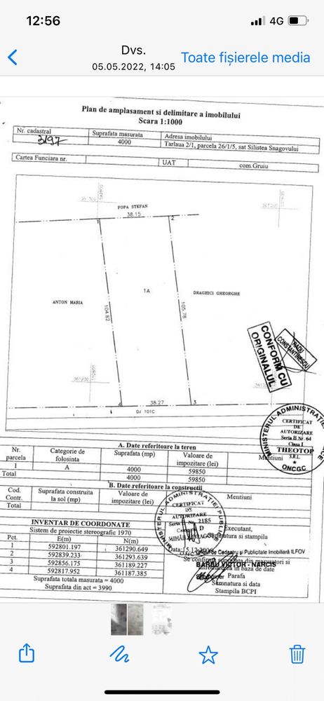 Teren intravilan cu fundatie casa in Snagov 4000 mp