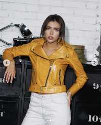 Новая Женская Кожаная Куртка, Турция, Желтая ,42-44 размер