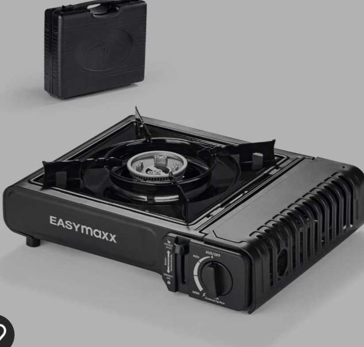 Преносима къмпинг газова печка EASYmaxx транспортна кутия и флакон газ