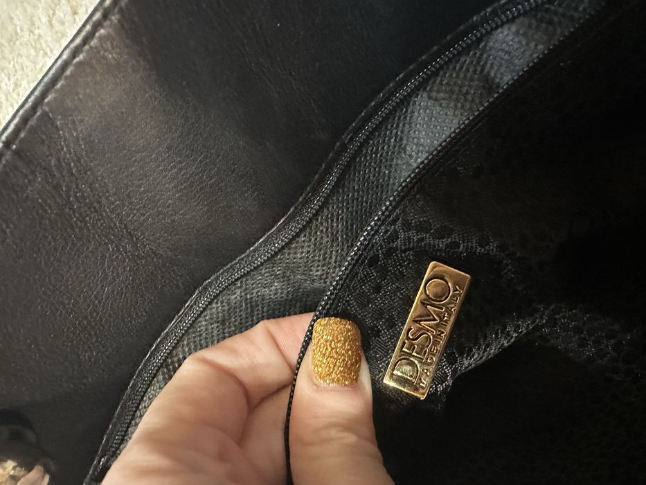 Desmo Geanta poșetă piele naturală neagră