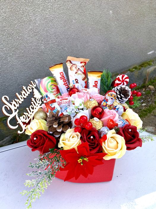 Trandafiri din sapun buchet cadou cutie