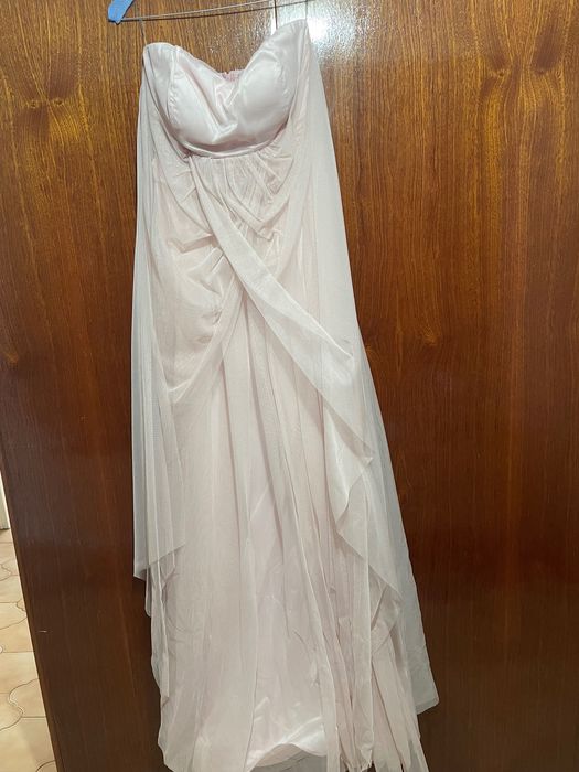 Дълга официална розова рокля