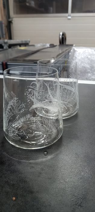 2 бр кристални гравирани чаши за вода Zara Home; може да се добави име
