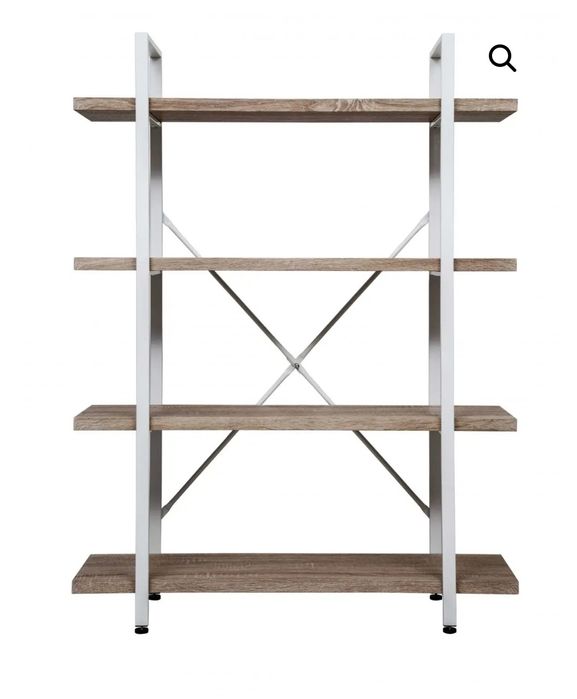 Стенен шкаф, метален дървен индустриален дизайн височина 140см бял