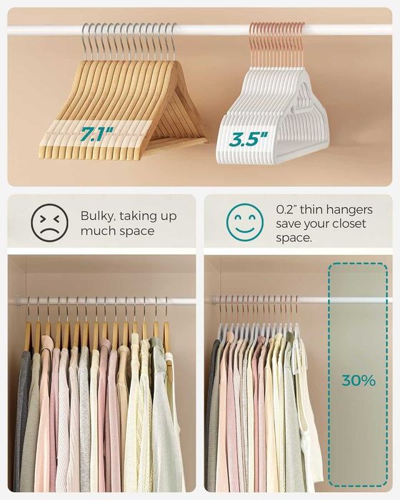 Здрави закачалки за дрехи с плюшено покритие - 10 бр