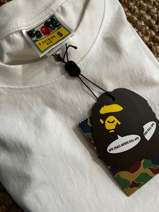 Bape x stussy бяла тениска