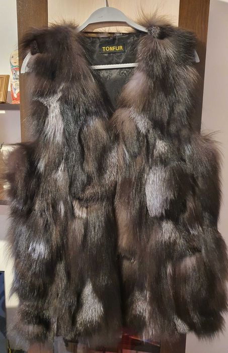 *НОВ* Елек естествен косъм сребърна лисица