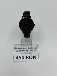 ARMANI EXCHANGE - Ceas rotund cu o curea din piele, Negru