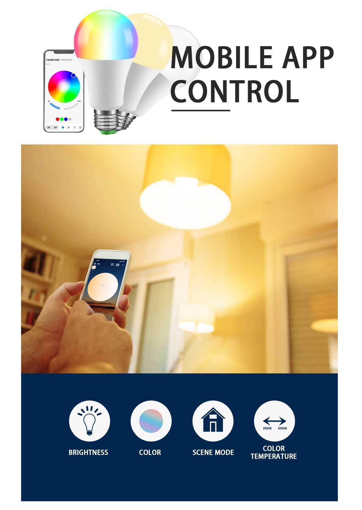 Tuya Wifi+BLE E27 9W LED крушка / GU10 6W лунички, димируема, C-W, RGB