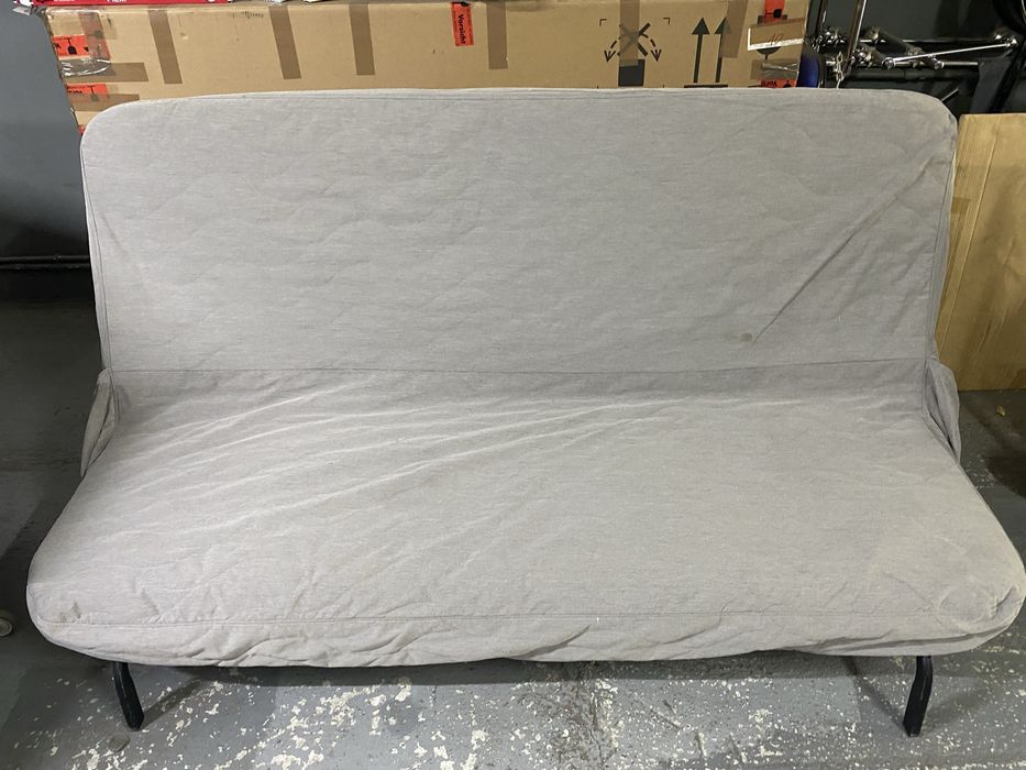 Canapea extensibila Ikea Nyhamn 3 locuri, saltea spuma, husa bej/gri