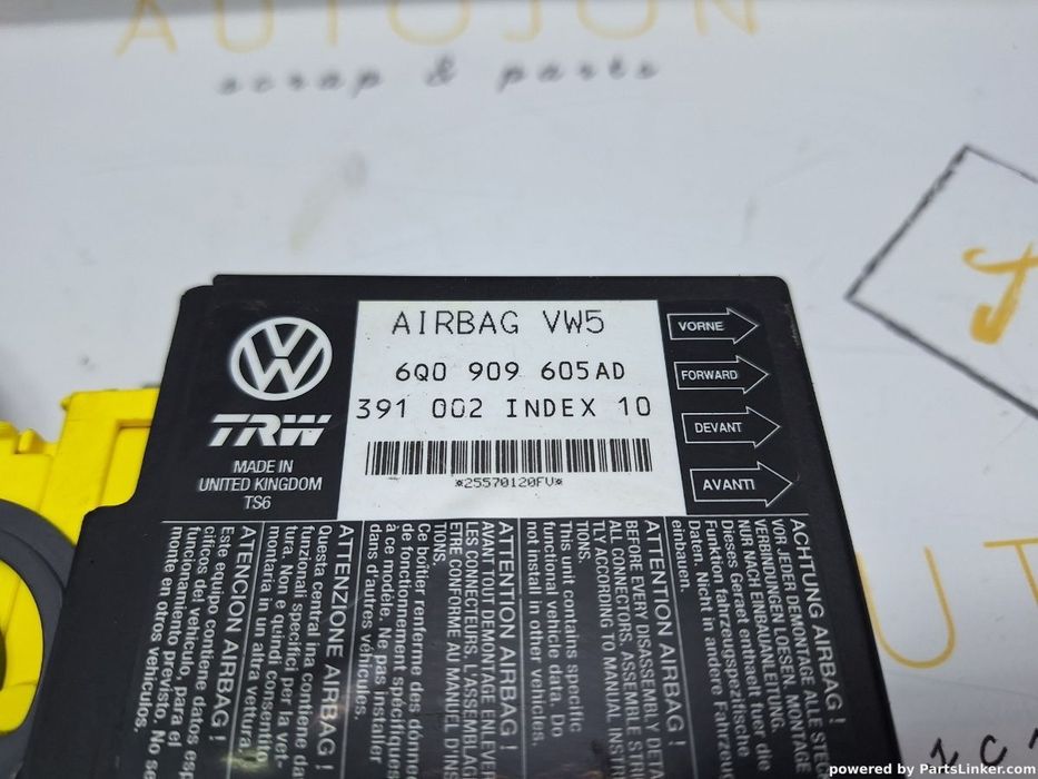 Calculator airbag SEAT IBIZA IV (6L1) [ 2002 - 2009 ] 1.2 (BBM) 44KW|60HP OEM 6Q0909605AD