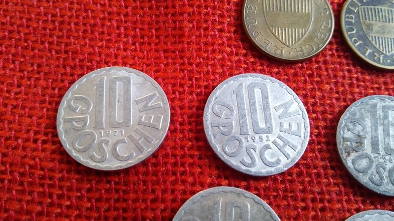 Австрийски монети, 15 броя, емисии от 1962г. до 1993г., много запазени