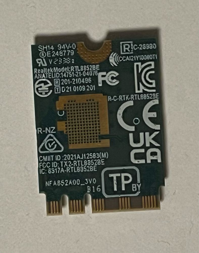 WiFi 6 Мрежова карта за вграждане Realtek RTL8852BE