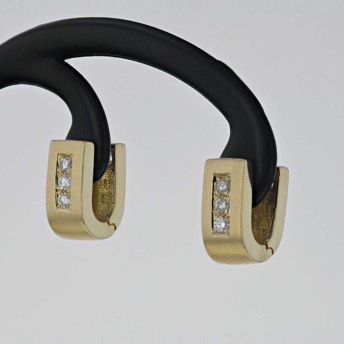 Cercei din aur galben 14k, 5,45 grame cu diamante ~0,25 ct. cod 9649