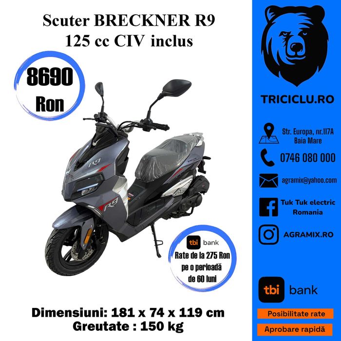 Scuter cu permis Breckner R9 nou CIV inclus