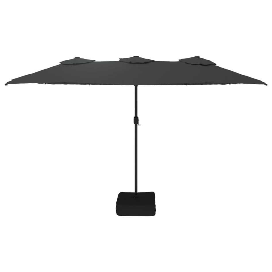 Umbrela de soare gradina/terasa cu lumini LED 450×245 cm Gri Antracit