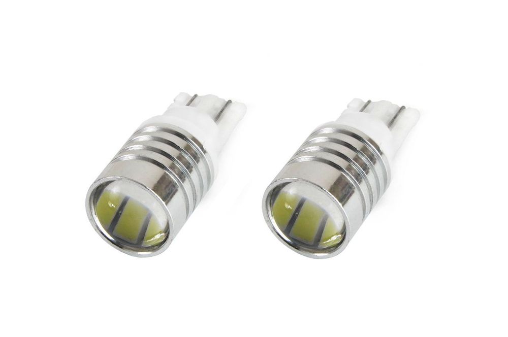 Bec de pozitie tip LED, T10 W2.1x9.5 W5W, 12V, 3 SMD 7020, cu lupa, culoare alb, Amio, set 2 buc