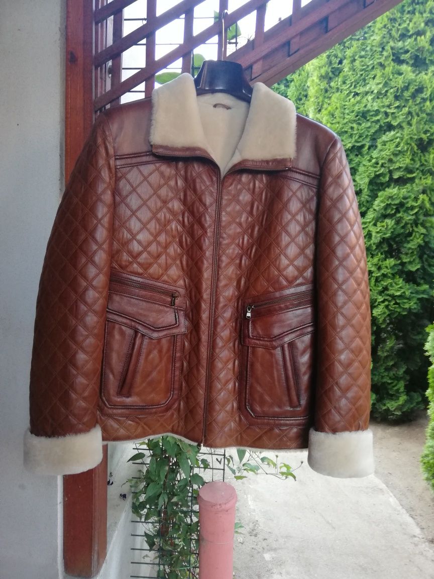 Geaca nouă piele naturala și blana Morris M