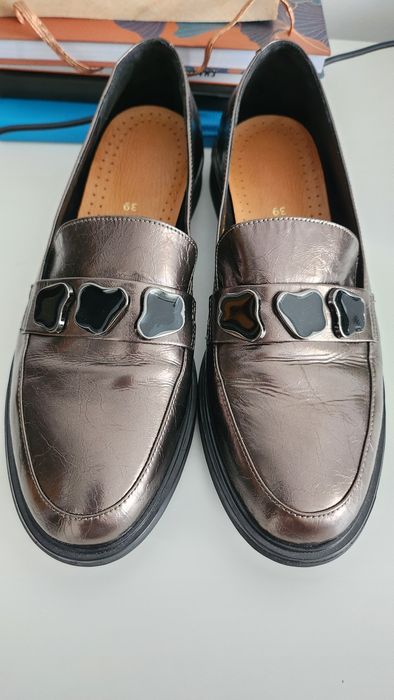 Mocasini EPICA de piele,maro lacuit
