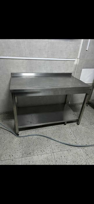 masa inox cu polita si rebord 120x70