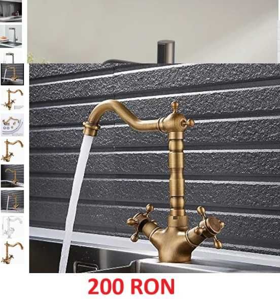 Baterie Robinet ghiuveta bucatarie extensibila, sablata valva ceramica